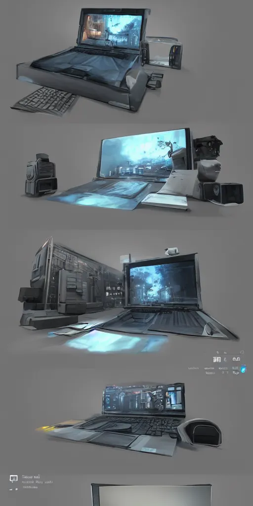 Prompt: concept art, portable computer, octane rendering, unreal engine.