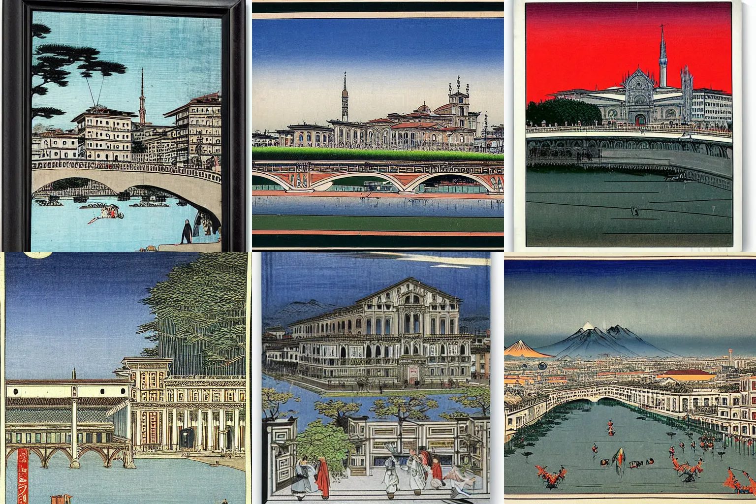 Prompt: milan italy by hiroshige