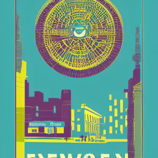 Image similar to illustrated, screen print, poster of Expo 2064