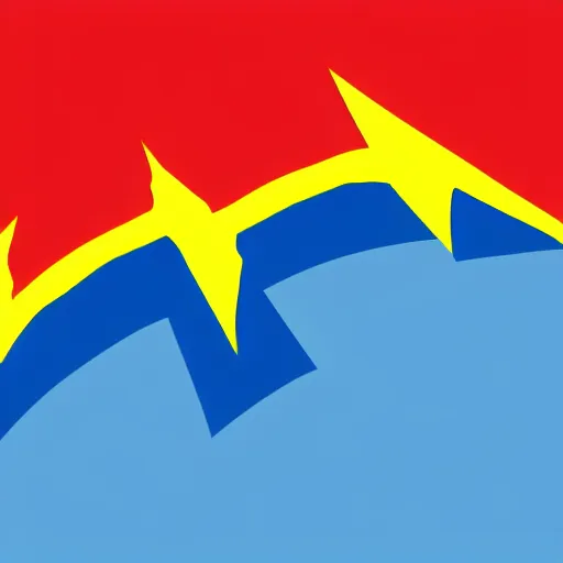 Image similar to A blue and white tricolor flag with a yellow lightning bolt in the middle, vexillogy, svg