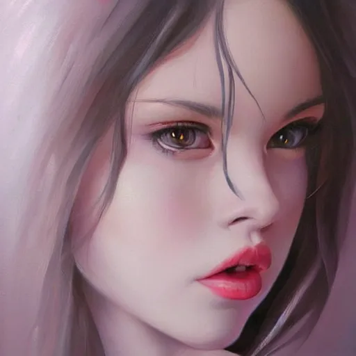 Image similar to a beautiful painting representative of the art style of artgerm + wlop + peter morbacher