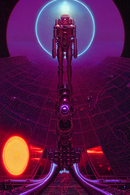 Prompt: complex very sharp detailed being of hell astronomer, futuristic, tim hildebrandt, laurie greasley, victo ngai, bruce pennington, donato giancola, trending on artstation, very intricate cinematic composition, beautiful purple lighting, hyper detailed, 8 k, oil on canvas