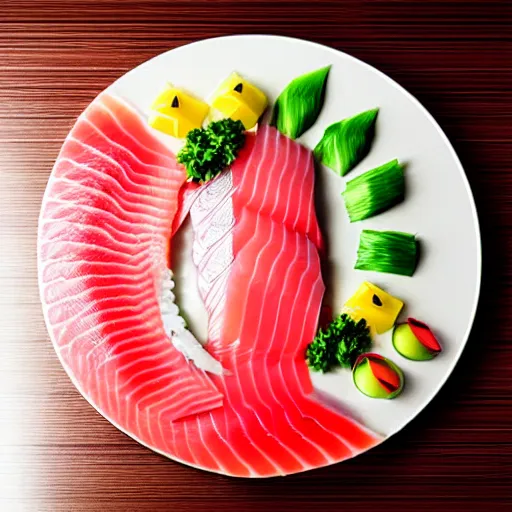 Prompt: gigantic gourmet sashimi food photography