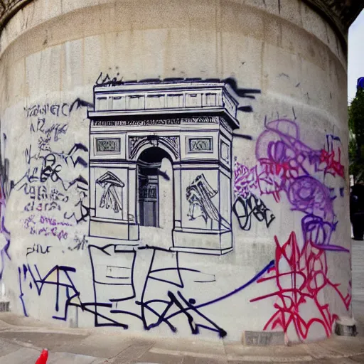 Image similar to graffitti in the skin of arc de triomphe