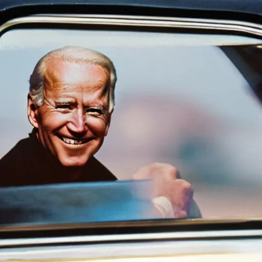 Image similar to a photograph of Joe Biden off in the distance driving in a Ford Pinto! 8k, high definition, highly detailed, photo realistic