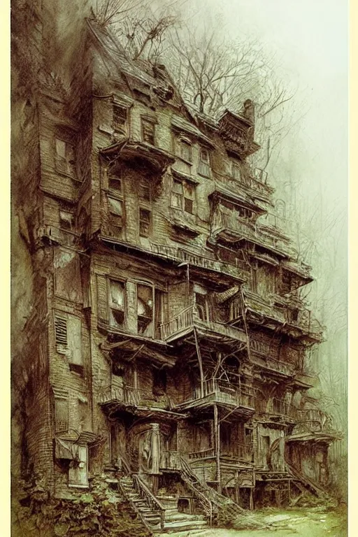 Prompt: (((((a ramshackle manhattan brownstone deep in the forest))))) by Jean-Baptiste Monge!!!!!!!!!!!!!!!!!!!!!!!!!!!