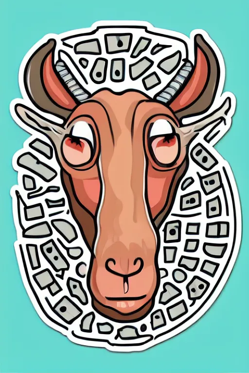 Image similar to Drug addict goat, sticker, andromorphic, colorful, illustration, highly detailed, simple, smooth and clean vector curves, no jagged lines, vector art, smooth