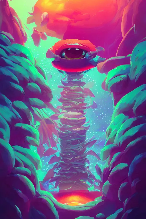 Image similar to roots cactus sushi cristal smurf ghost creature animal sushi cristal very big eye roots cactus elemental flush of force nature micro world fluo fishscale, behance hd by jesper ejsing, by rhads, makoto shinkai and lois van baarle, ilya kuvshinov, rossdraws radiating a glowing aura global illumination ray tracing hdr