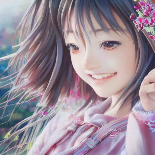 Image similar to dynamic composition, motion, ultra-detailed, incredibly detailed, a lot of details, amazing fine details and brush strokes, gentle palette, smooth, HD semirealistic anime CG concept art digital painting, watercolor oil painting of a young J-Pop idol schoolgirl, by a Japanese artist at ArtStation. Realistic artwork of a Japanese videogame, soft and harmonic colors.