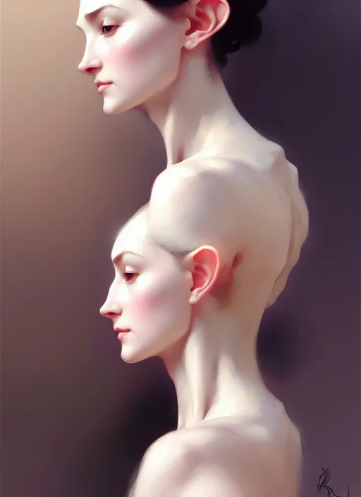 Image similar to character concept portrait of a woman with pointy ears and an elegant gown, pale face, intricate, elegant, digital painting, concept art, smooth, sharp focus, illustration, from Metal Gear, by Ruan Jia and Mandy Jurgens and William-Adolphe Bouguereau, Artgerm