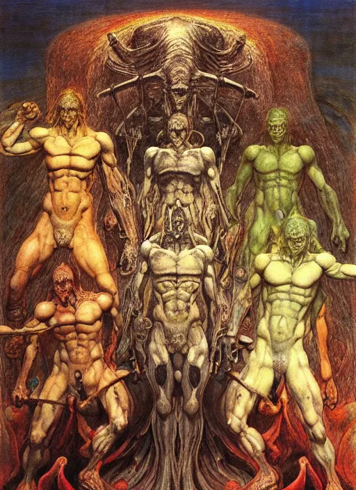 Prompt: four horsemen of apocalypse, psx game graphics , painting by Beksinski and Moebius and Takato Yamamoto, by William Blake, Austin Osman Spare, high resolution, ultra detailed
