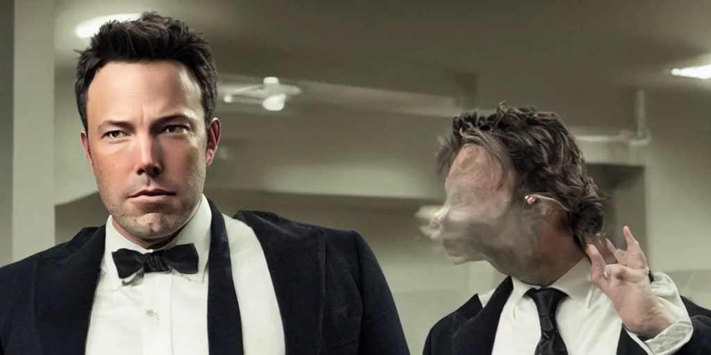 Prompt: Ben Affleck as Elon Musk in 'Elon: The Real Story' (2023), movie still frame