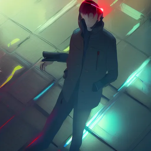 Image similar to william gibson as Case from Neuromancer, ambient lighting, 4k, anime key visual, lois van baarle, ilya kuvshinov, rossdraws, artstation