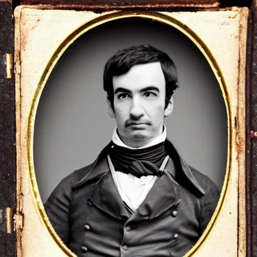 Image similar to a daguerreotype of nathan fielder dressed as a civil war soldier, detailed, realistic,