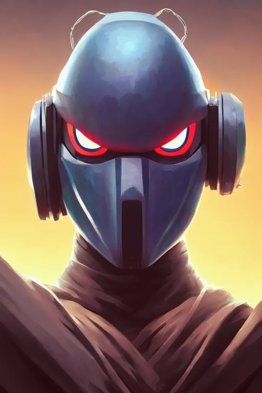 Image similar to epic mask helmet robot ninja portrait stylized as fornite style game design fanart by concept artist gervasio canda, behance hd by jesper ejsing, by rhads, makoto shinkai and lois van baarle, ilya kuvshinov, rossdraws global illumination radiating a glowing aura global illumination ray tracing hdr render in unreal engine 5