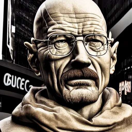 Image similar to a highly detailed renaissance sculpture of walter white by michelangelo, standing in times square, 3 d render, hyper detailed, sharp focus, 8 k resolution