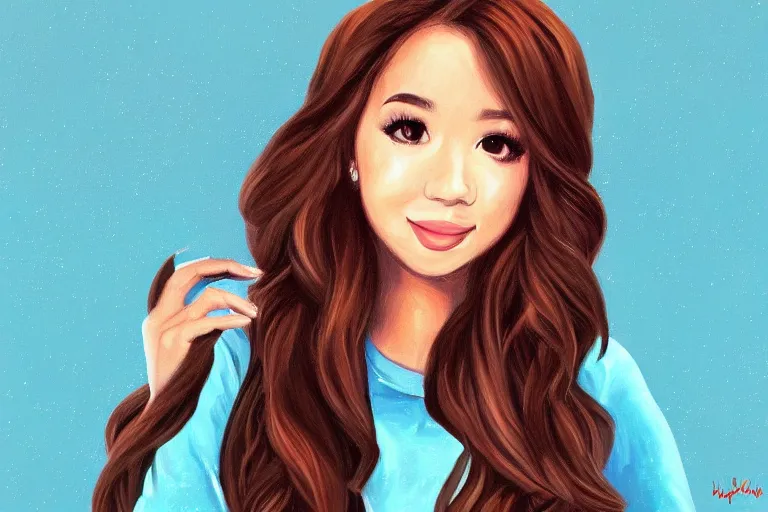 Prompt: a painting portrait of pokimane!!!!!, twitch streamer, digital art