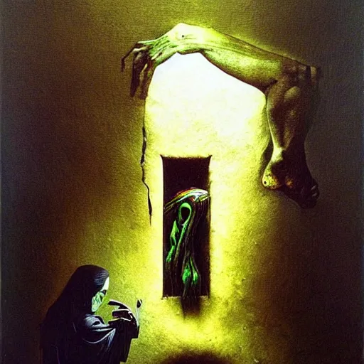 Prompt: A thief steals two expensive and fresh NVIDIA GPUs - contest-winning artwork by Salvador Dali, Beksiński. Stunning lighting