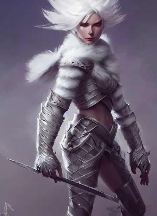 Prompt: fur - lined armor!!! beautiful and elegant white haired female!! gorgeous ayes!! character concept art, sharp focus, octane render! unreal engine 5! highly rendered!! trending on artstation!! detailed linework!! illustration by bussiere rutkowski andreas rocha