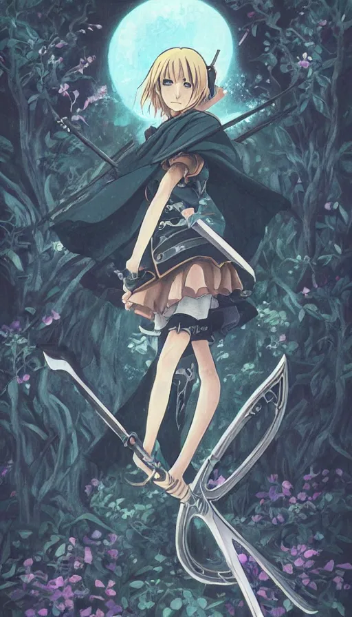 Image similar to a beautiful link drawing of the being death as a cute anime girl with a giant scythe from a studio ghibli film inspired by the death tarot card, dark vibes