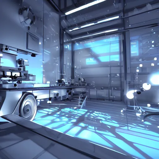 Prompt: ignition facility fusion reaction laboratory still from animation movie render by pixar