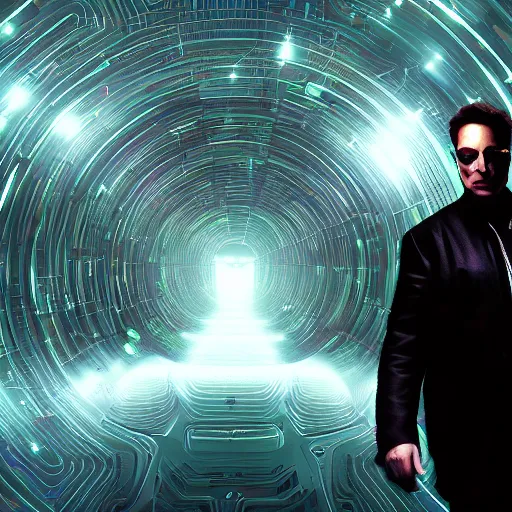 Image similar to elon musk inside the matrix, digital art, artistic, artistic colors, dramatic lighting, 8k