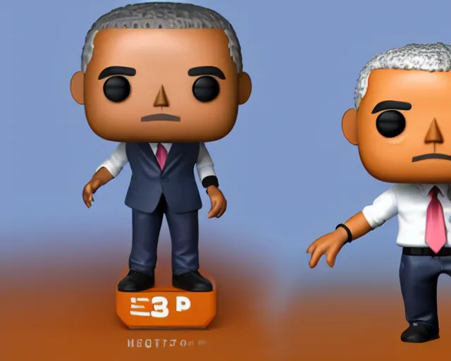 Prompt: full body 3d render of barack obama as a funko pop, studio lighting, white background, packaging, blender, trending on artstation, 8k, highly detailed