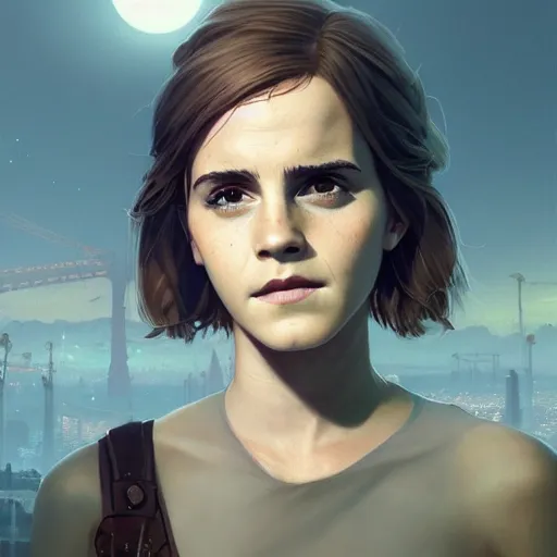 Image similar to highly detailed portrait, emma watson, in gta v, stephen bliss, unreal engine, fantasy art by greg rutkowski, loish, rhads, ferdinand knab, makoto shinkai and lois van baarle, ilya kuvshinov, rossdraws, tom bagshaw, global illumination, radiant light, detailed and intricate environment