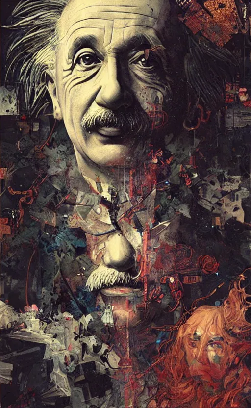 Image similar to einstein, eun emerging from renaissance italy into a cyberpunk mutiversal realm by conrad roset, nicola samuri, dino valls, m. w. kaluta, jakub rebelka, rule of thirds, seductive look, beautiful