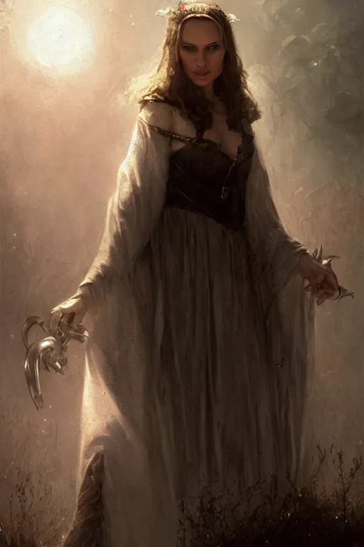 Prompt: natalie portman, witch, lord of the rings, tattoos, decorated ornaments, by carl spitzweg, ismail inceoglu, vdragan bibin, hans thoma, greg rutkowski, alexandros pyromallis, perfect face, fine details, realistic shading photorealism