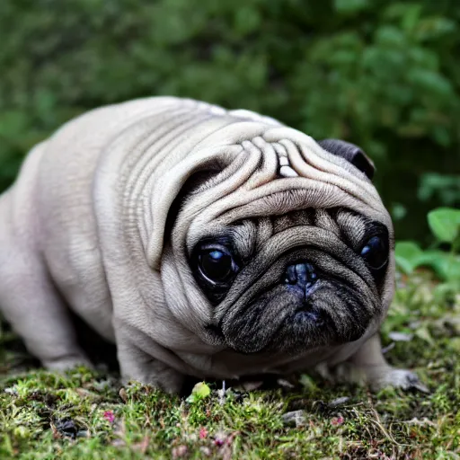 Image similar to a Tardigrade Pug Hybrid, A tardigrade that looks like a pug, afternoon hangout, good times photograph, candid