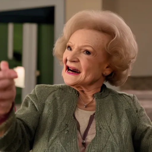 Image similar to Avengers Endgame (2019) played by Betty White as the HULK, close up action, 8K, 4K, action shot, movie still, cinematic