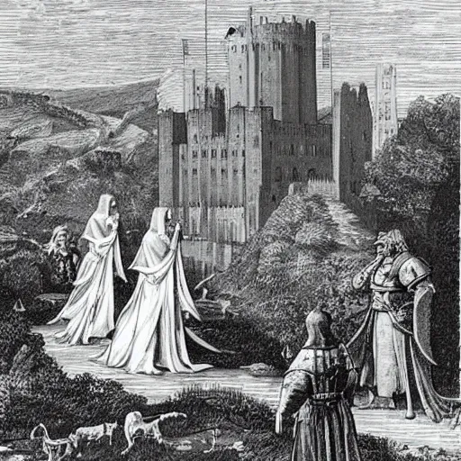 Image similar to Absent in the early Arthurian material, Camelot came to be described as the fantastic capital of Arthur's realm and a symbol of the Arthurian world