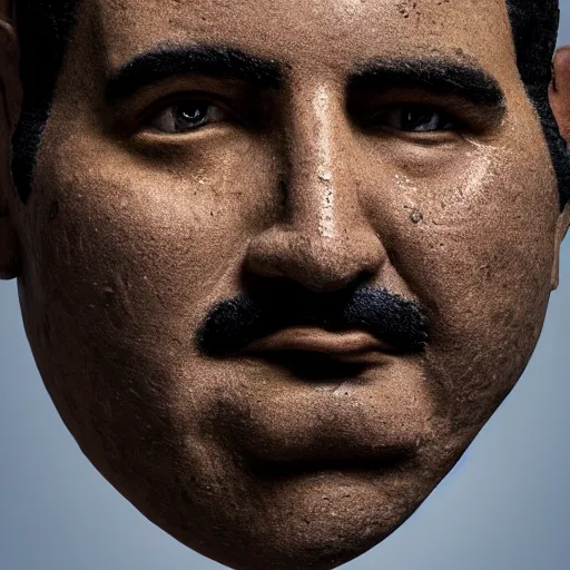 Prompt: close up portrait, a face made of coffee made of pablo escobar, studio lighting