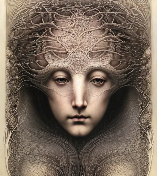 Prompt: detailed realistic beautiful fog goddess face portrait by jean delville, gustave dore, iris van herpen and marco mazzoni, art forms of nature by ernst haeckel, art nouveau, symbolist, visionary, gothic, neo - gothic, pre - raphaelite, fractal lace, intricate alien botanicals, ai biodiversity, surreality, hyperdetailed ultrasharp octane render