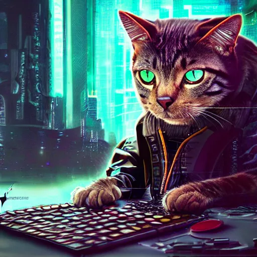 Image similar to cyberpunk cat