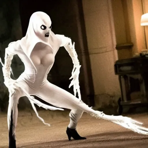 Image similar to Emma Stone as Ghost Spider in the Marvel Cinematic Universe