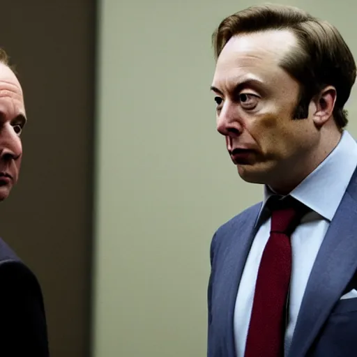 Prompt: Saul Goodman in court with Elon Musk