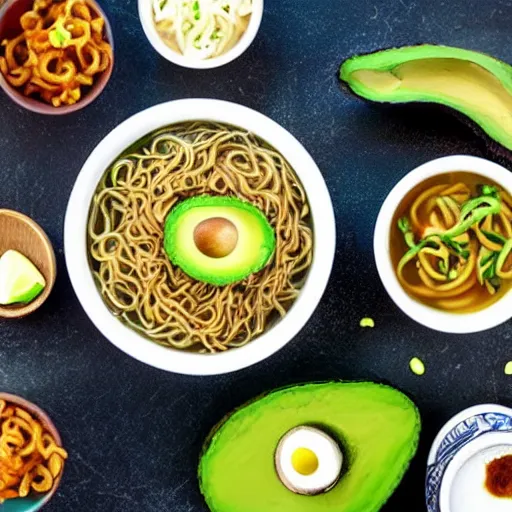 Image similar to nikocado avocado and minions eating extreme hot spicy noodles