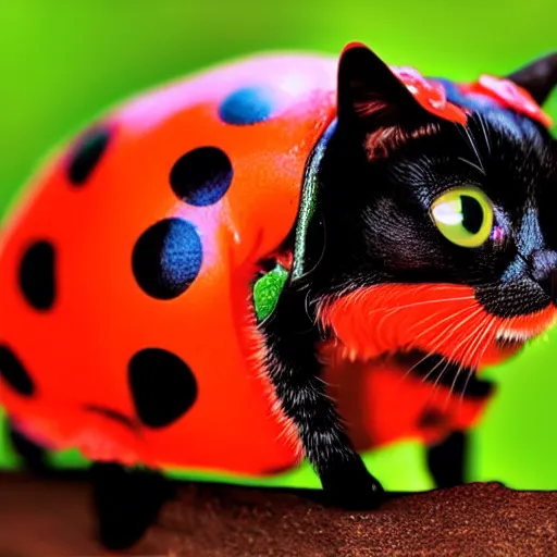 Image similar to a ladybug - cat - hybrid, animal photography