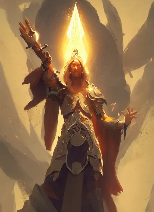 Prompt: a paladin casting a holy spell at self, trending on artstation, greg rutkowski,