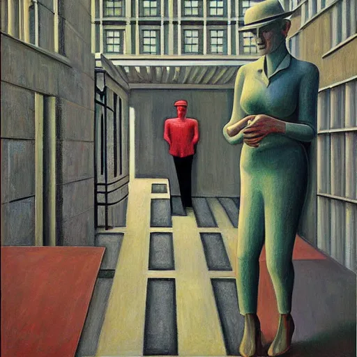 Prompt: concrete maze by pj crook, edward hopper