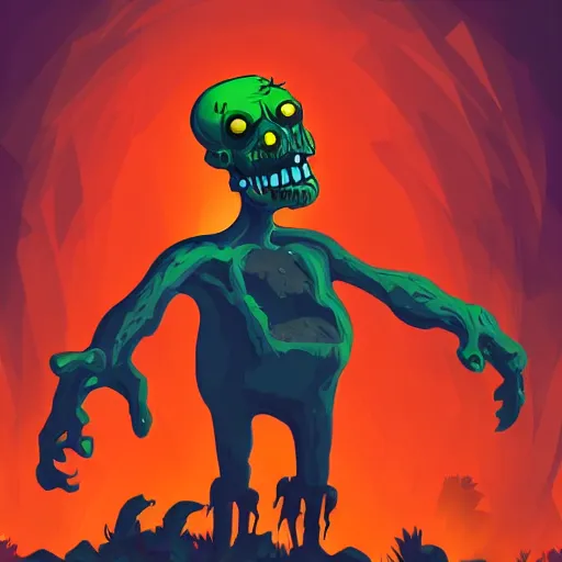 Prompt: giant zombie. trending on artstation. game concept art. old cartoon style. in the style of sylvain sarrailh