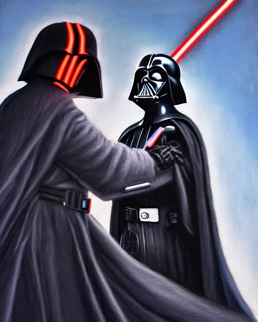 Image similar to pastel painting portrait of darth vader force choking a man, high production value, intricate details, high resolution, hdr, high definition, masterpiece, realistic, ultrarealistic, highly detailed, hd, sharp focus, non blurry, sharp, smooth