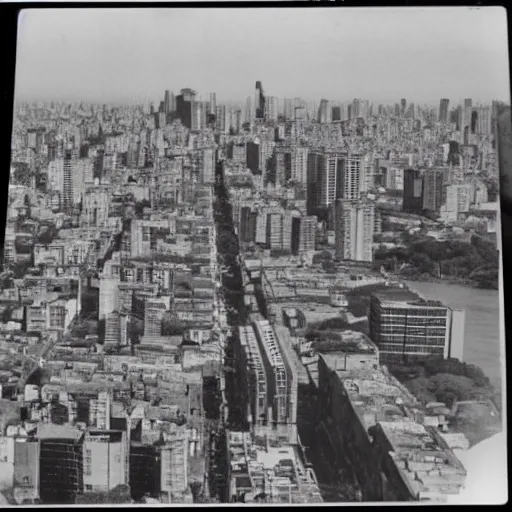 Prompt: a polaroid of the city of Buenos aires in the year 3,512