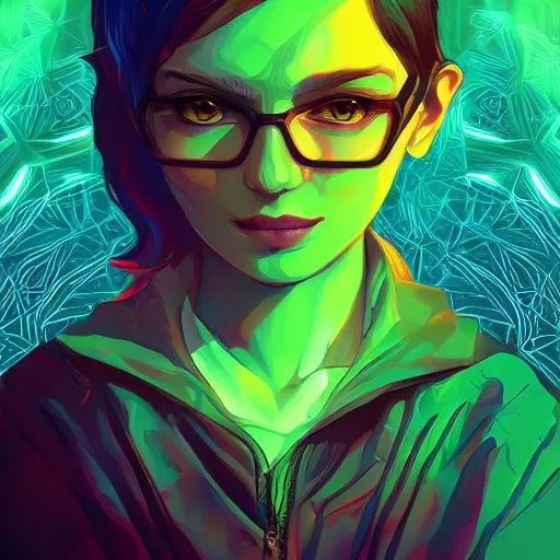 Image similar to skill magic geek inside matrix deepdream radiating a glowing aura stuff loot legends stylized digital illustration video game icon artstation lois van baarle, ilya kuvshinov, rossdraws,