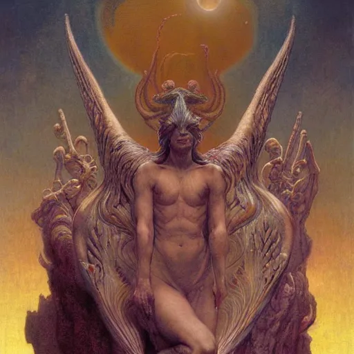 Image similar to random number infinity God celestial manifold by wayne barlowe, gustav moreau, goward,  Gaston Bussiere and roberto ferri