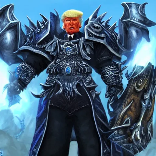 Image similar to donald trump in world of warcraft, the lich king