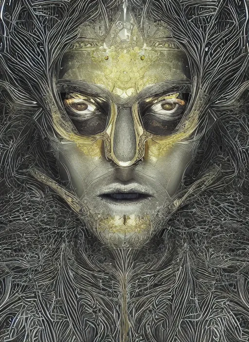 Prompt: glowing silver and golden elements, full close-up portrait, vector crow from unsplash, book cover, green forest, white moon, establishing shot, extremly high detail, photo-realistic, cinematic lighting, pen and ink, intricate line drawings, by Yoshitaka Amano, Ruan Jia, Kentaro Miura, Artgerm, post processed, concept art, artstation, matte painting, style by eddie mendoza, raphael lacoste, alex ross