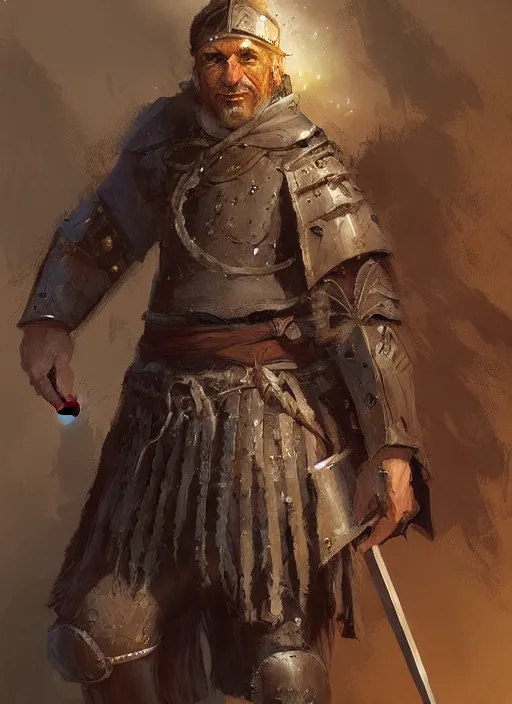 Image similar to highly detailed painting of a cleric warrior by jon foster, high fantasy, trending on artstation